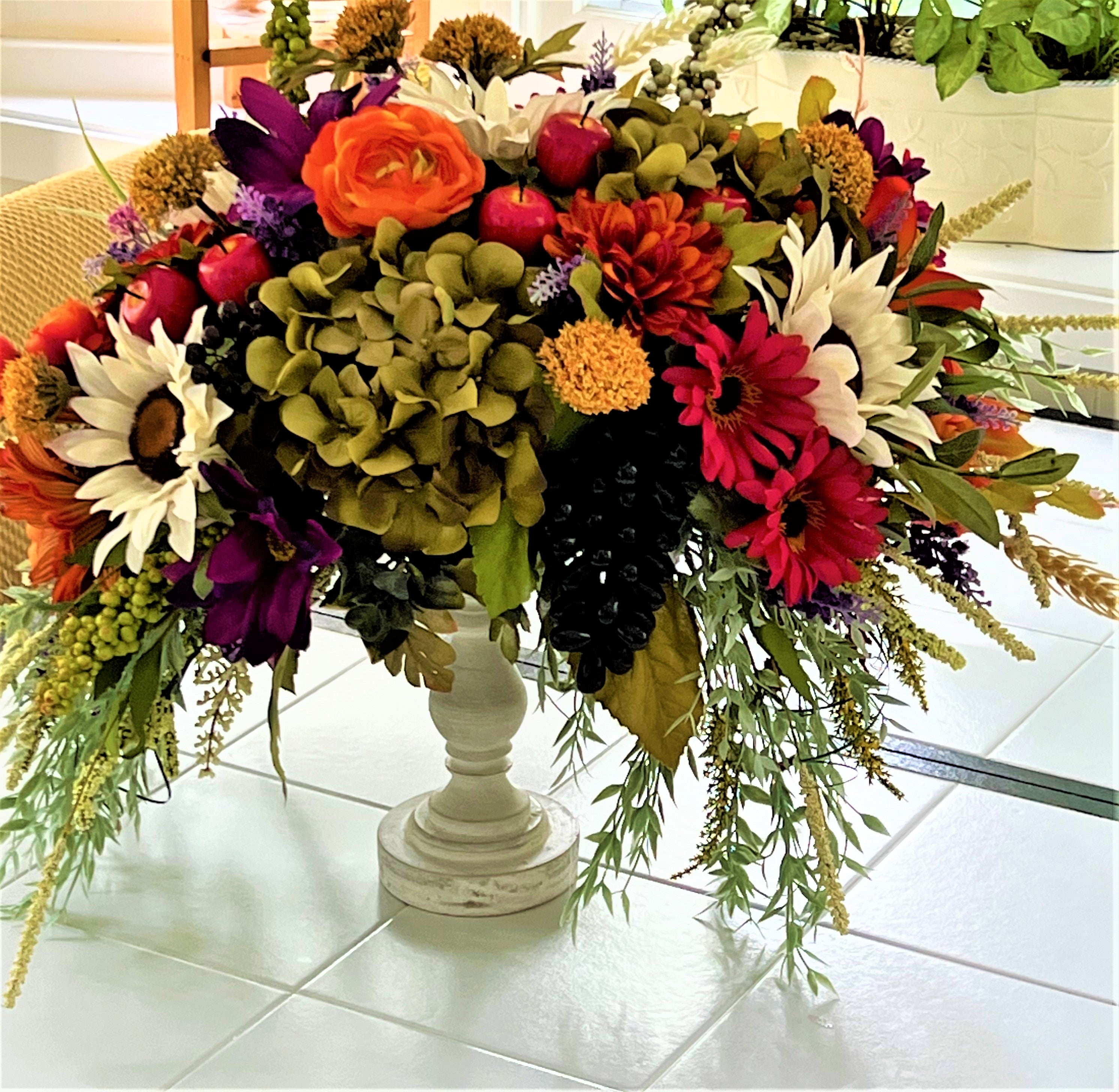 Fall-Elegant Faux Fall Floral Arrangement 25" High X 18" Wide X 18" deep