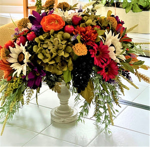 Fall-Elegant Faux Fall Floral Arrangement 25" High X 18" Wide X 18" deep