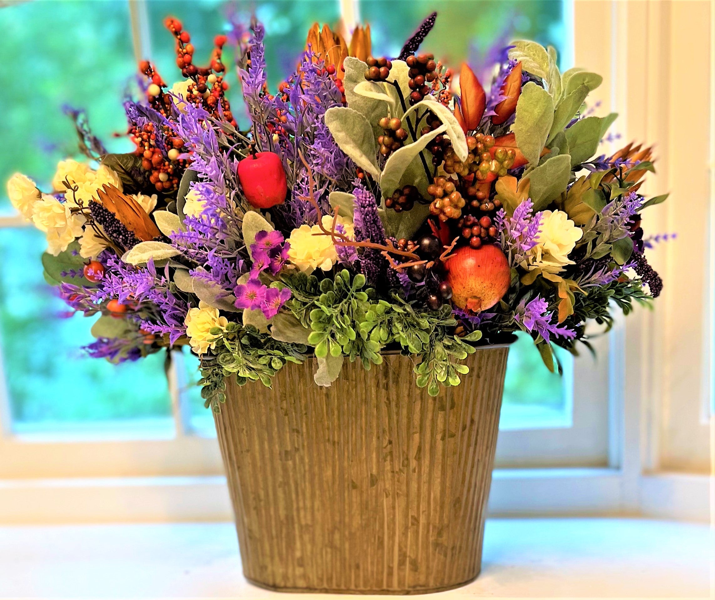 Fall Décor- Floor Fall flower arrangement- Large table Centerpiece  23" L X 18" W X 20" H