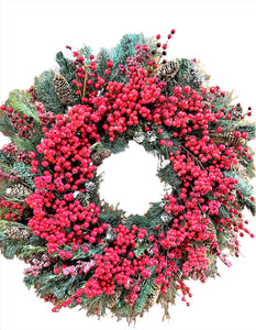 Winter Festive Berry Wreath-Christmas Season Wreath 28" diameter