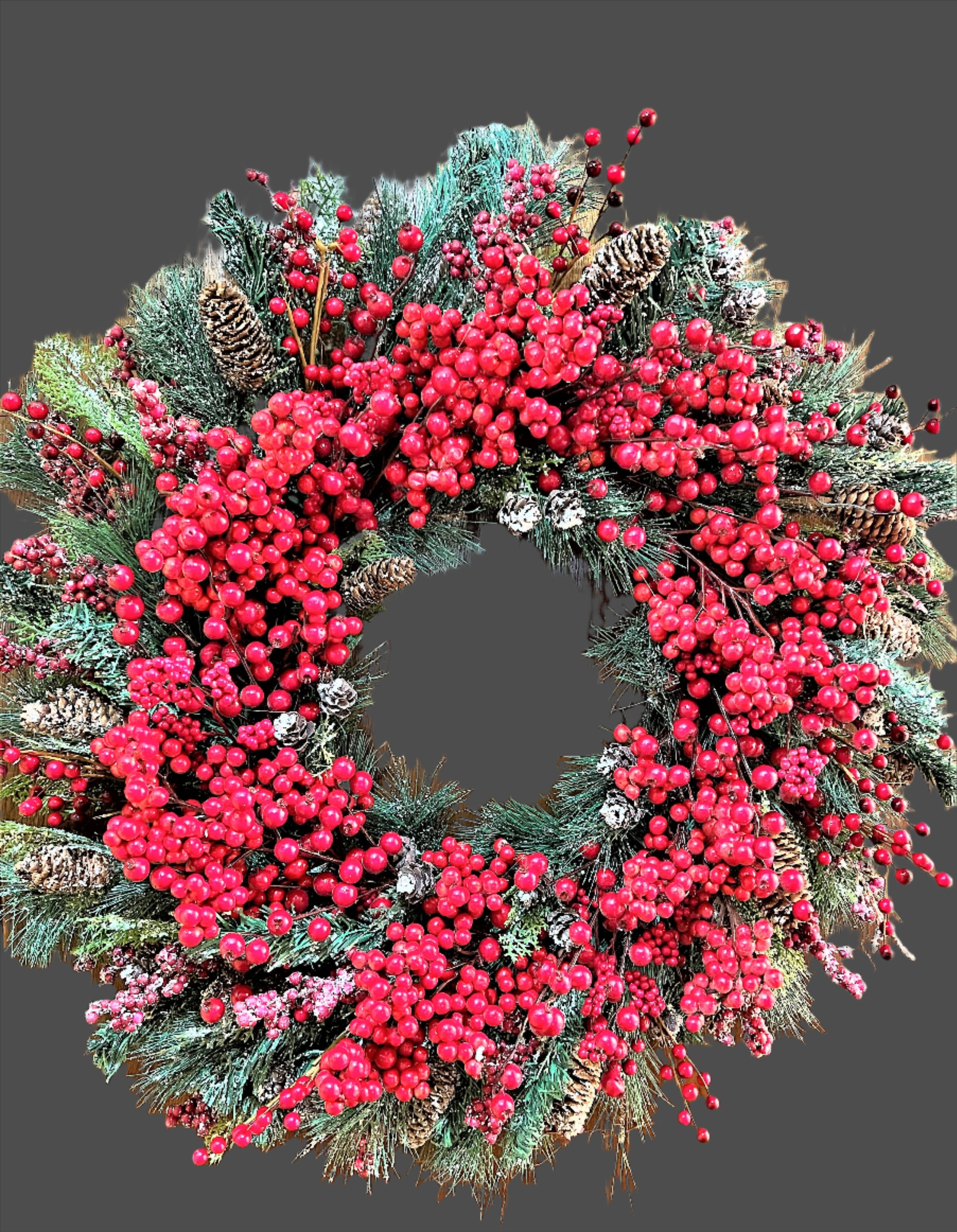 Winter Festive Berry Wreath-Christmas Season Wreath 28" diameter