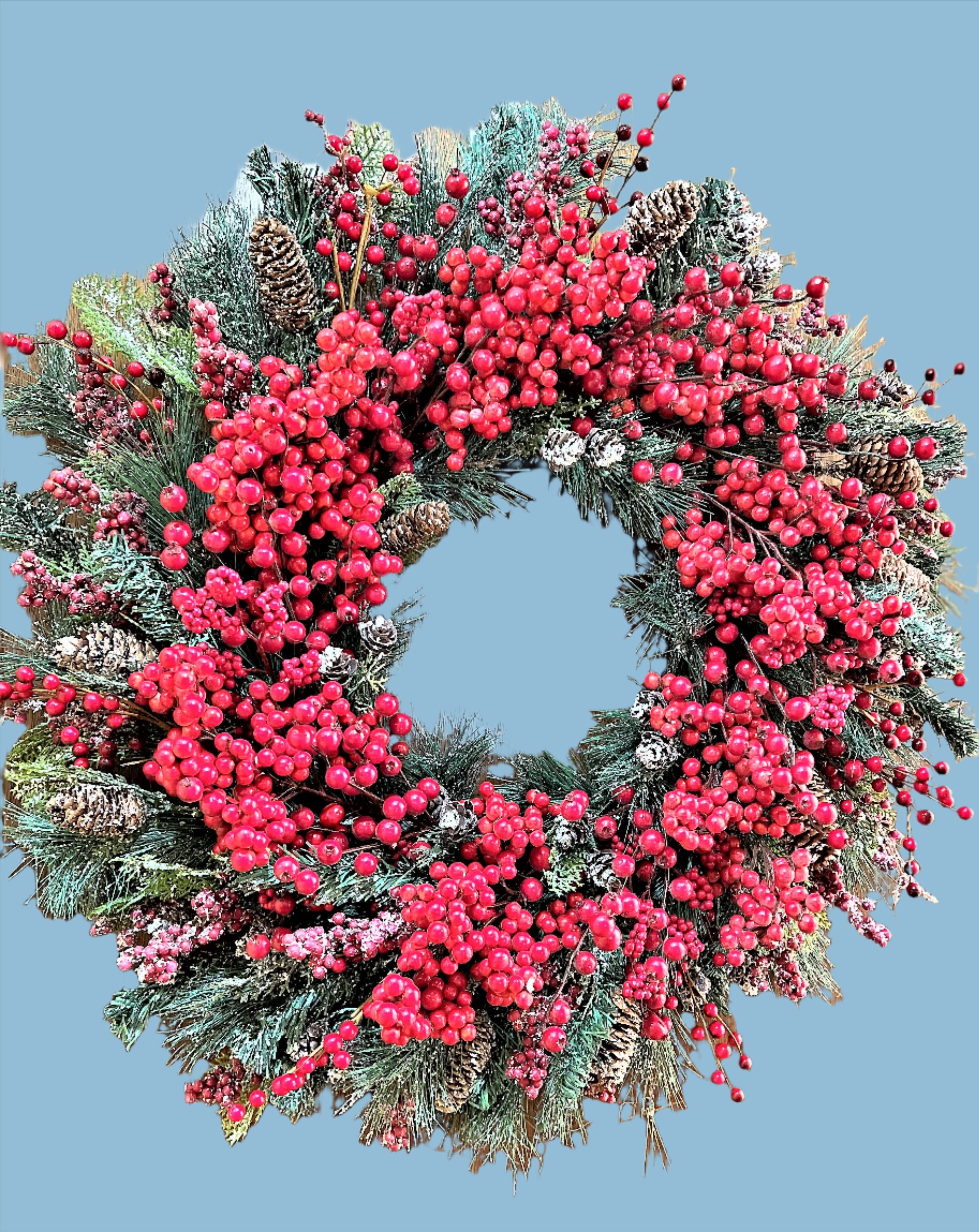 Winter Festive Berry Wreath-Christmas Season Wreath 28" diameter