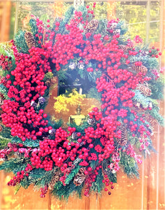 Winter Festive Berry Wreath-Christmas Season Wreath 28" diameter