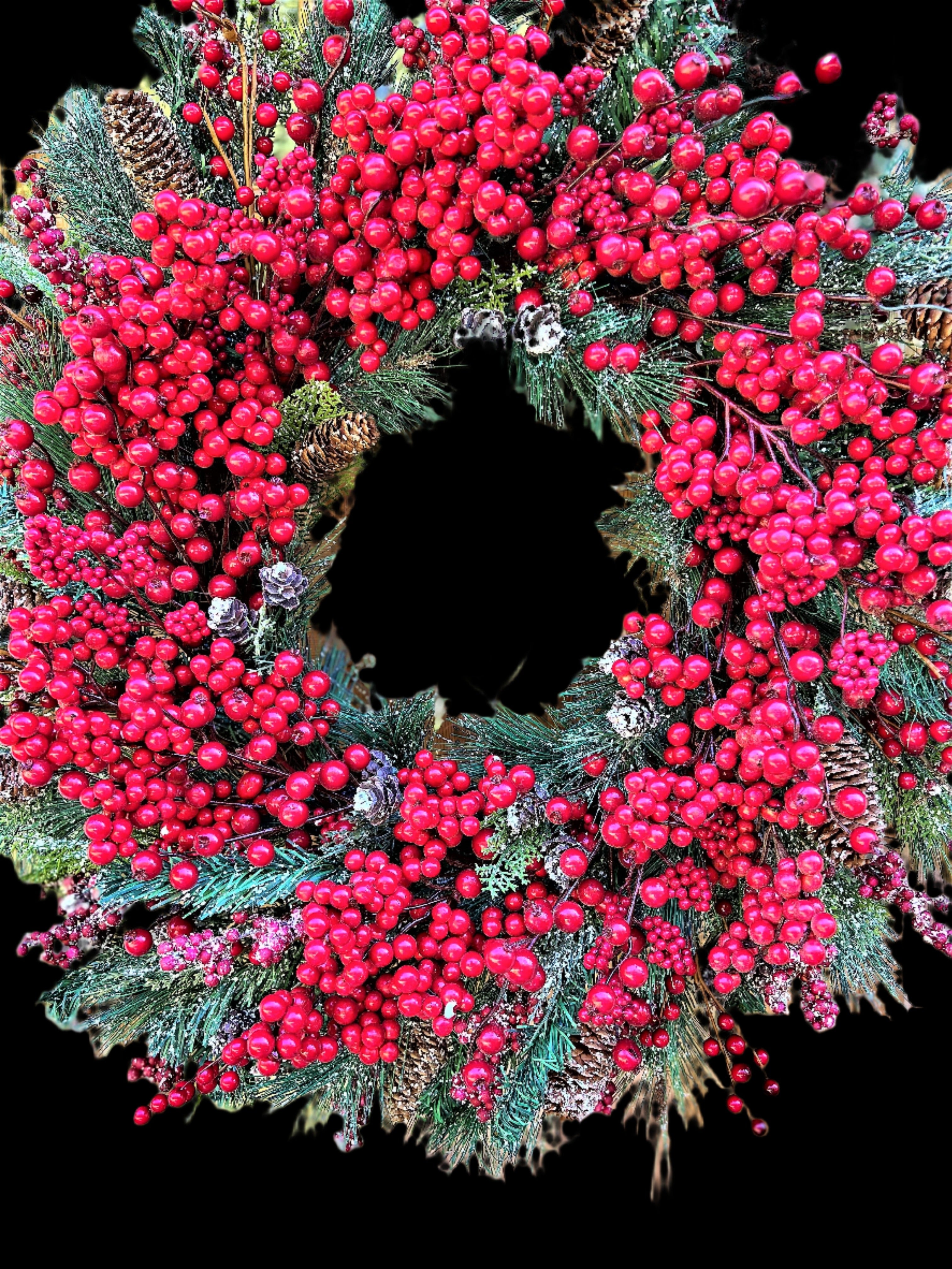 Winter Festive Berry Wreath-Christmas Season Wreath 28" diameter
