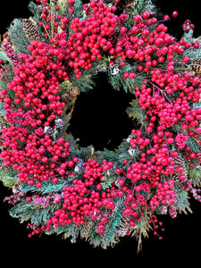 Winter Festive Berry Wreath-Christmas Season Wreath 28" diameter