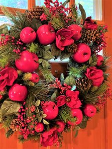 Sweet Apple-Berry-Pinecone Wreath 26 Inches Diameter
