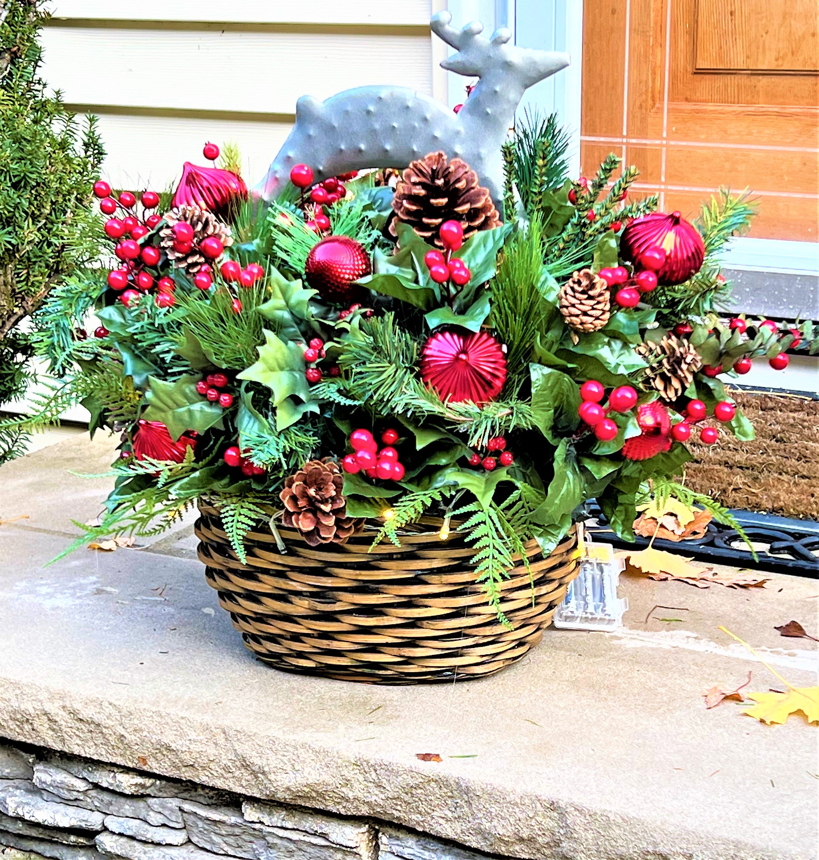 Christmas LED Battery Operated Reindeer Basket