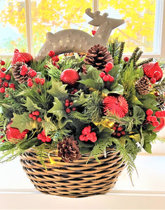 Christmas LED Battery Operated Reindeer Basket