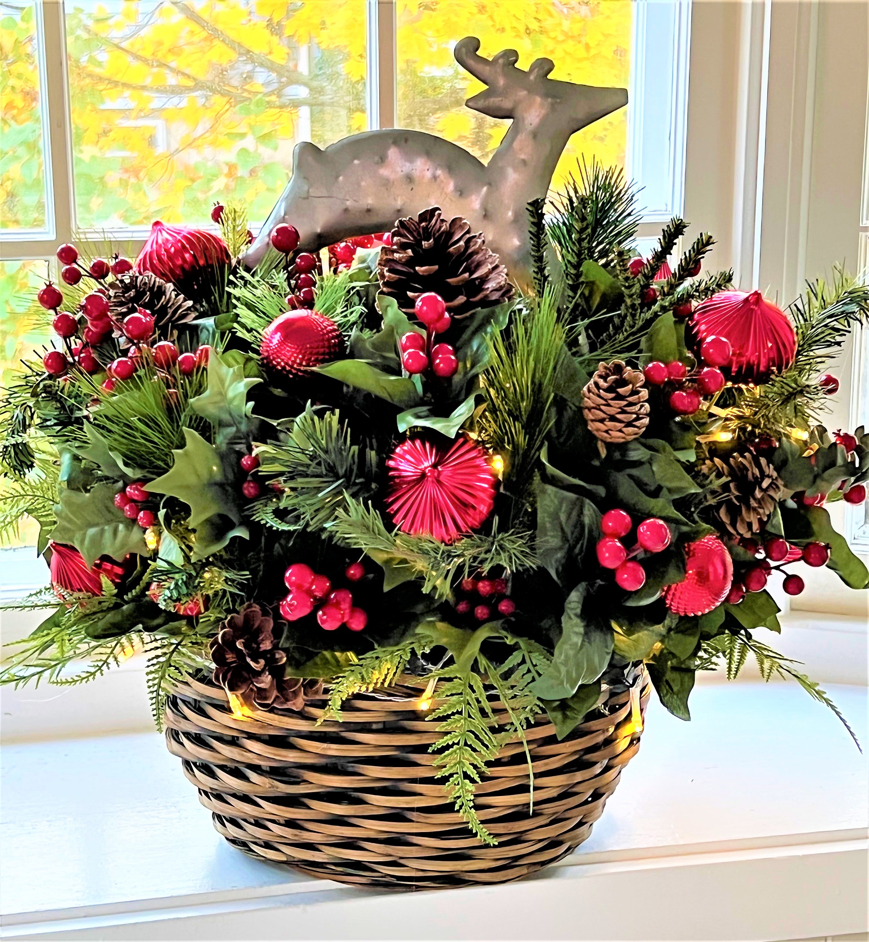 Christmas LED Battery Operated Reindeer Basket