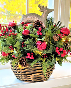 Christmas LED Battery Operated Reindeer Basket
