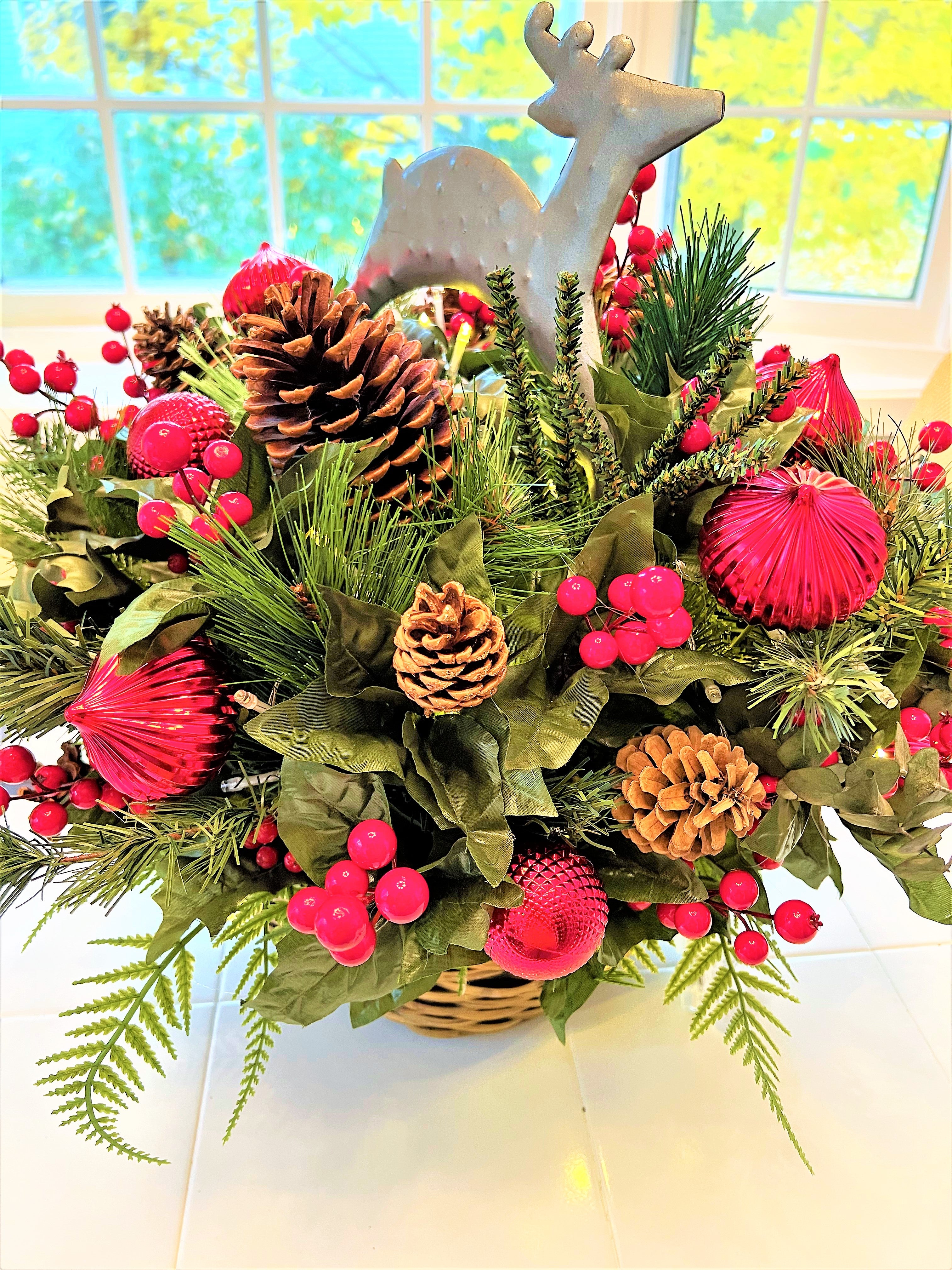 Christmas LED Battery Operated Reindeer Basket