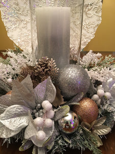 Classic Holiday Centerpiece With Glass15"x 9"