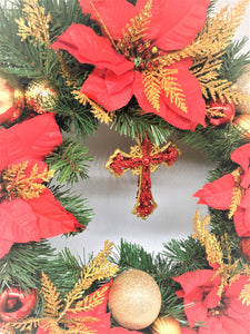 Christmas/Wreath Holiday /Décor /Cross / Lights, 26"