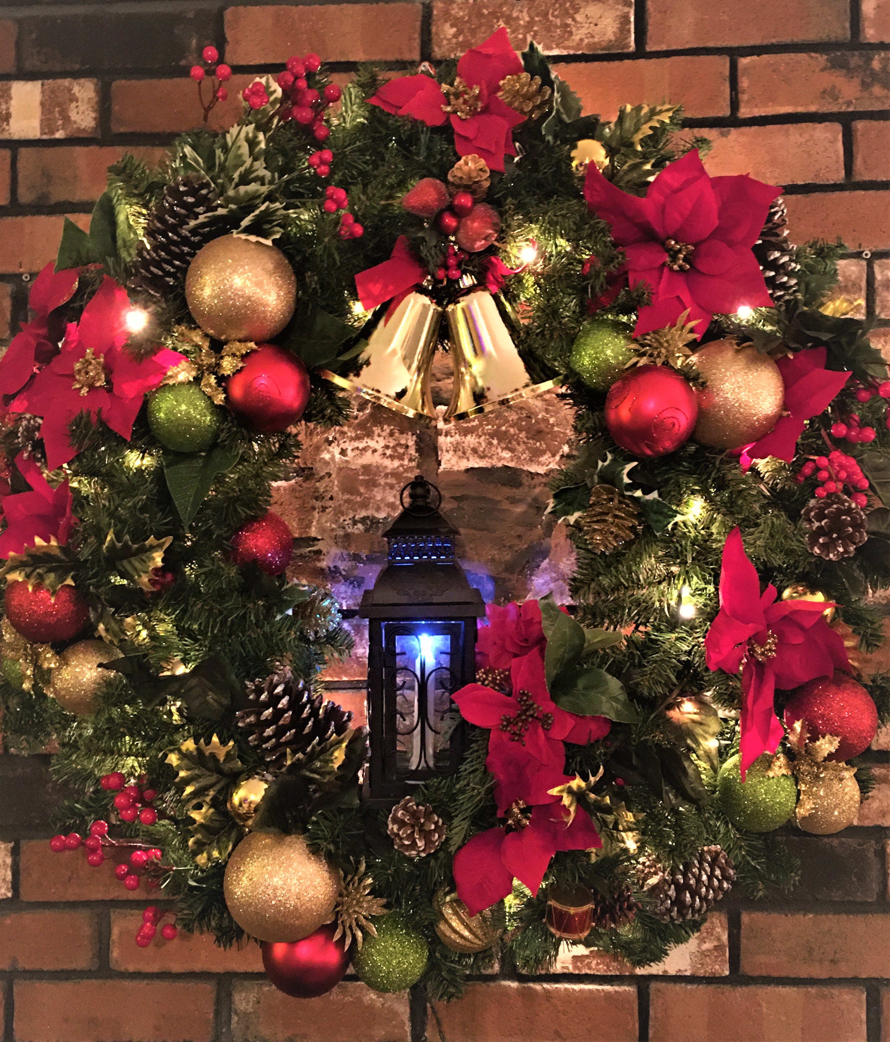 All I Want For Christmas Wreath With LED Lantern Candle