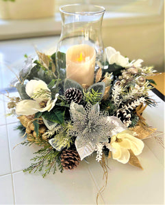 Magnolia Flocked Winter Centerpiece 17"x8"x10.5"