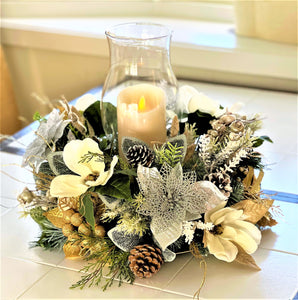 Magnolia Flocked Winter Centerpiece 17"x8"x10.5"