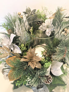 Magnolia Flocked Winter Centerpiece 17"x8"x10.5"