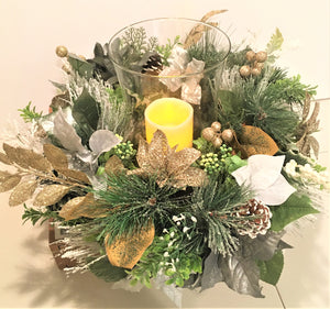Magnolia Flocked Winter Centerpiece 17"x8"x10.5"