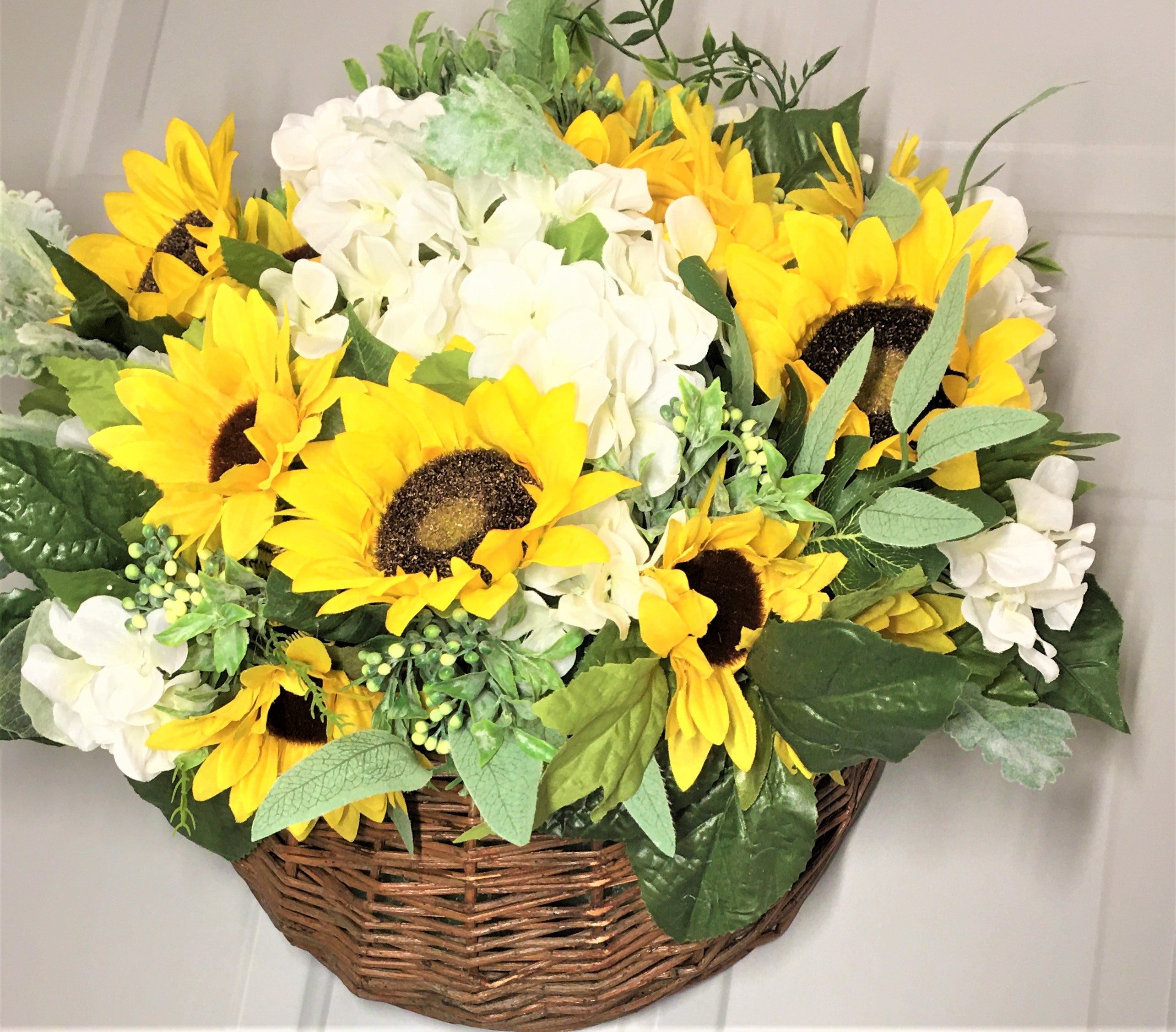 Wreath- Sun Flower Basket Wreath 18" x 20"