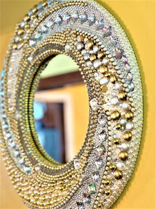 Mirror-Bejeweled Round-Wall Mirror- Home Décor- 20 Inches