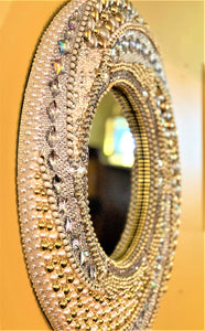 Mirror-Bejeweled Round-Wall Mirror- Home Décor- 20 Inches