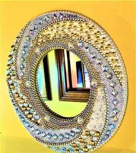 Mirror-Bejeweled Round-Wall Mirror- Home Décor- 20 Inches