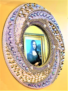 Mirror-Bejeweled Round-Wall Mirror- Home Décor- 20 Inches