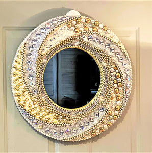 Mirror-Bejeweled Round-Wall Mirror- Home Décor- 20 Inches