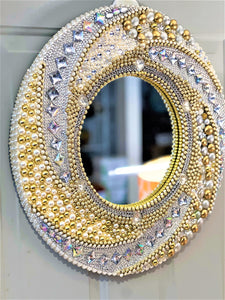 Mirror-Bejeweled Round-Wall Mirror- Home Décor- 20 Inches
