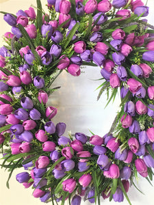 Tulip Wreath- Spring-Summer- front door Wreath 32 Inches Diameter