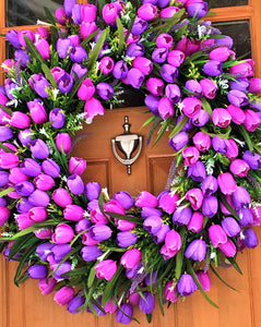 Tulip Wreath- Spring-Summer- front door Wreath 32 Inches Diameter