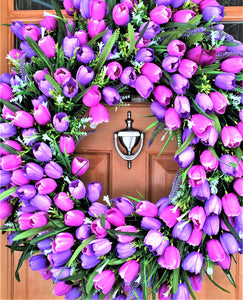Tulip Wreath- Spring-Summer- front door Wreath 32 Inches Diameter