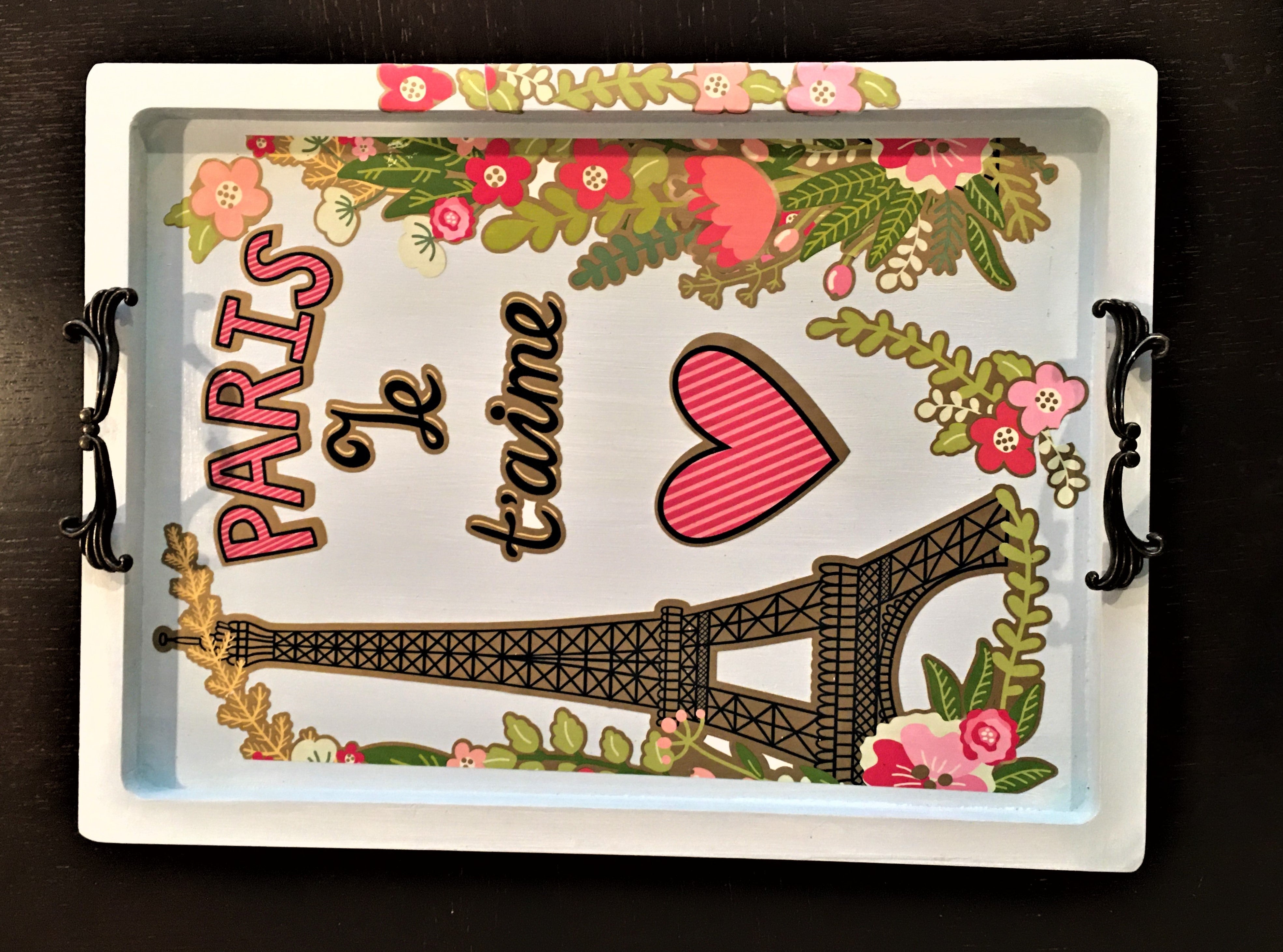 Paris Je t'aime Serving Tray, 18" L  14" W X 1" H