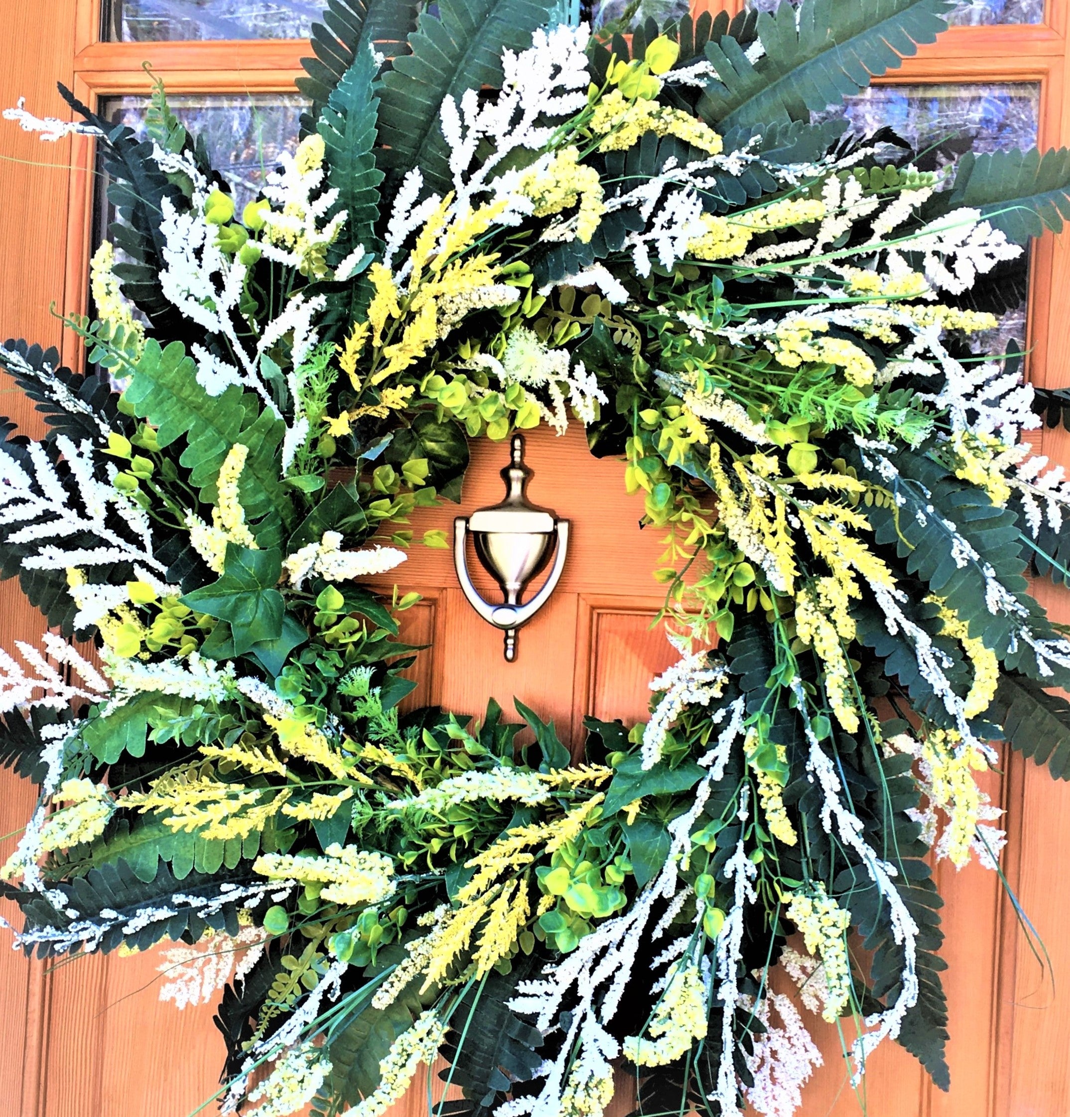 Spider Plant And Fern Wreath 33"H X 33" W