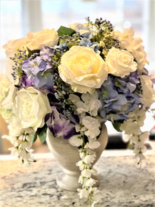 Centerpiece, Hydrangea Table Centerpiece, 16" Diameter, X 16" Wide X 8 " Vase