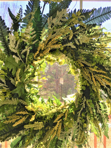 Spider Plant And Fern Wreath 33"H X 33" W