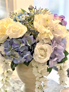 Centerpiece, Hydrangea Table Centerpiece, 16" Diameter, X 16" Wide X 8 " Vase