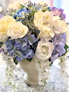 Centerpiece, Hydrangea Table Centerpiece, 16" Diameter, X 16" Wide X 8 " Vase