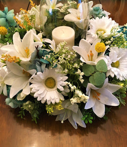 Spring Summer Everyday Flower Centerpiece, 18" Diameter X 9 " depth