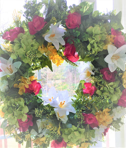 Spring, Summer,  Home Décor Easter Wreath, 30" X 6" depth