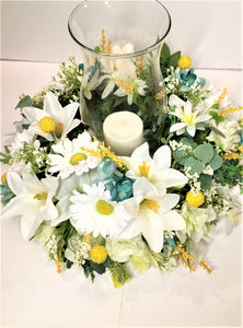 Spring Summer Everyday Flower Centerpiece, 18" Diameter X 9 " depth