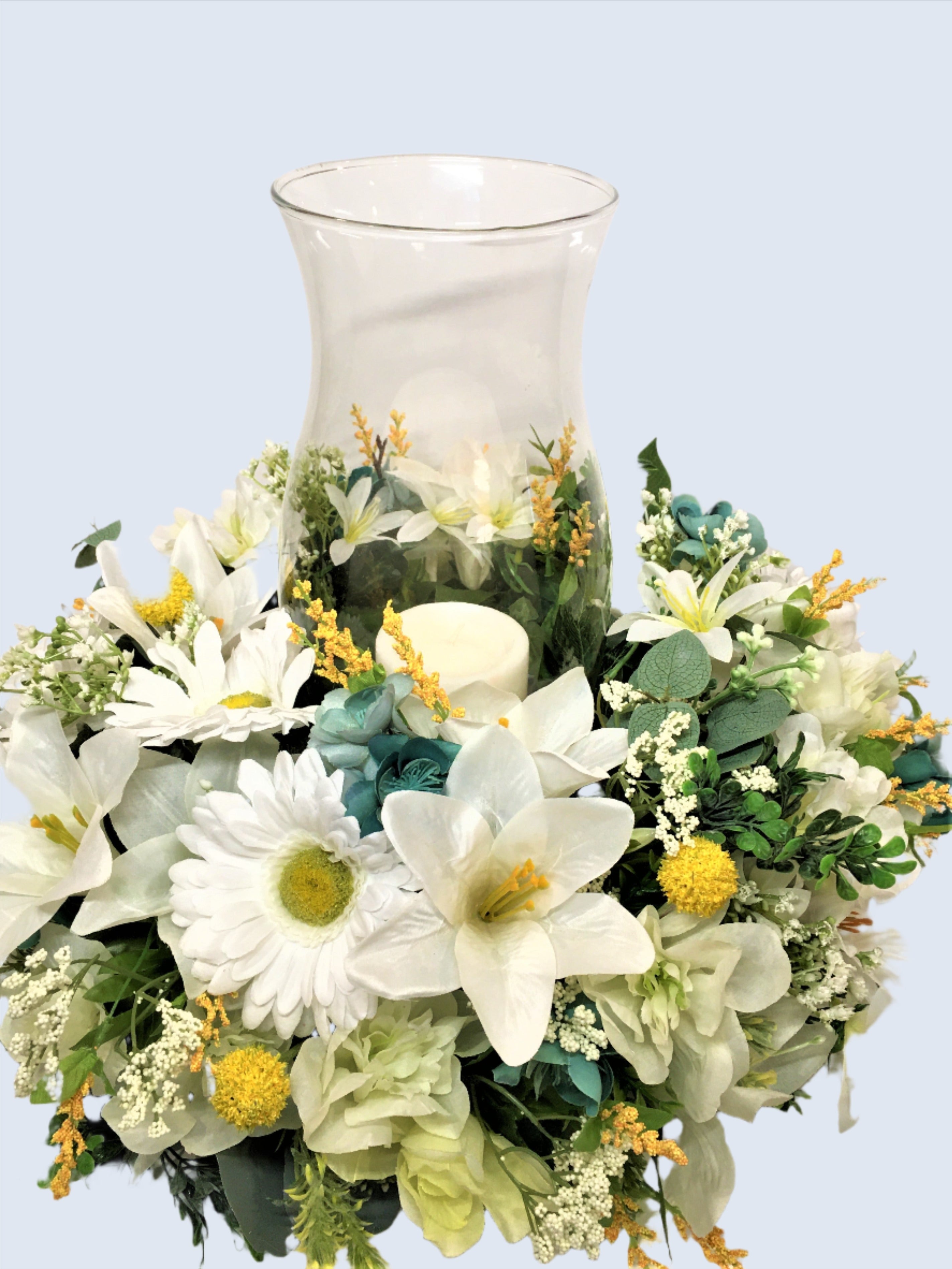 Spring Summer Everyday Flower Centerpiece, 18" Diameter X 9 " depth