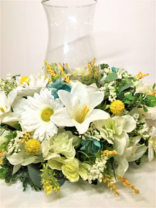 Spring Summer Everyday Flower Centerpiece, 18" Diameter X 9 " depth