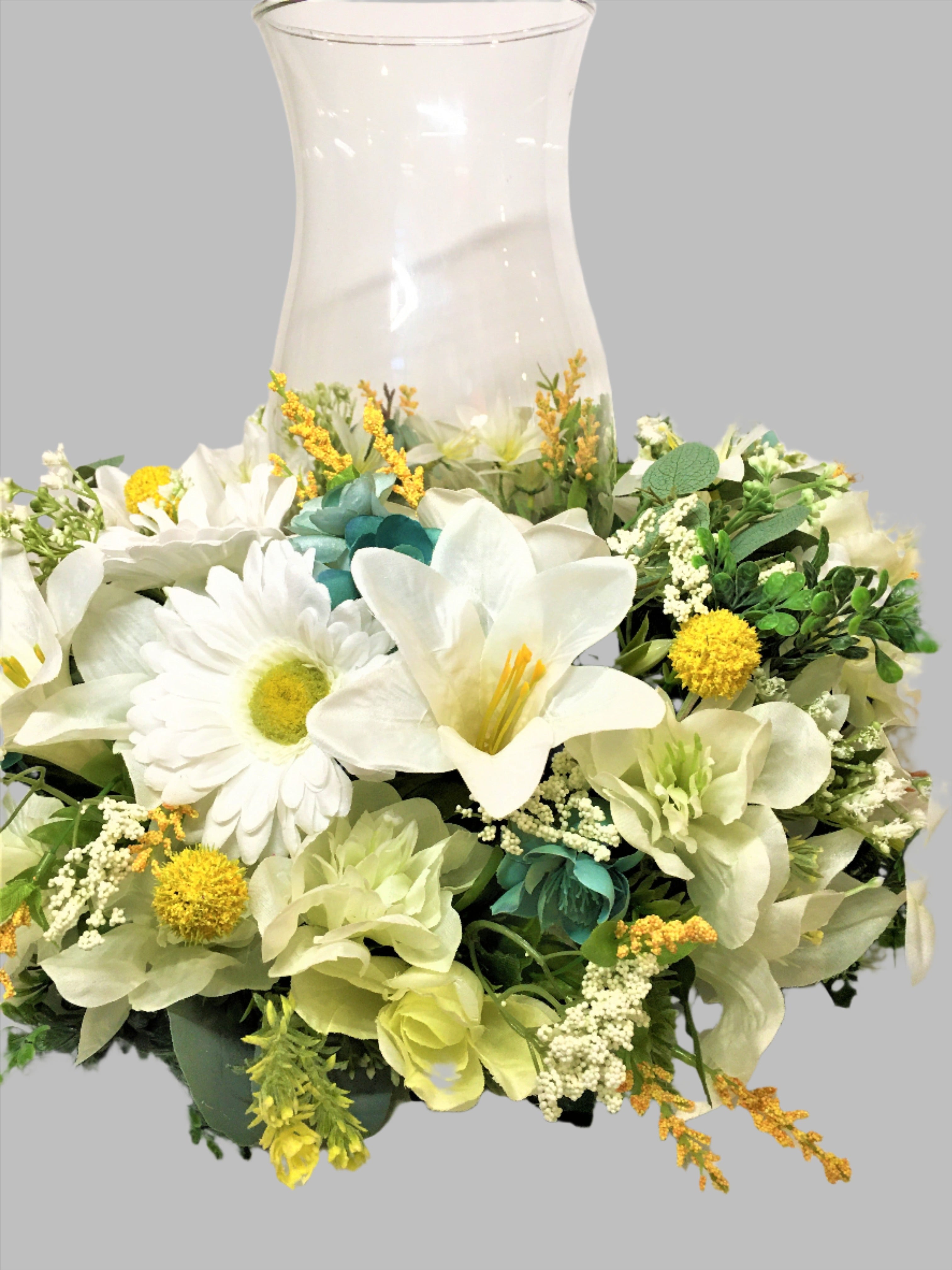 Spring Summer Everyday Flower Centerpiece, 18" Diameter X 9 " depth