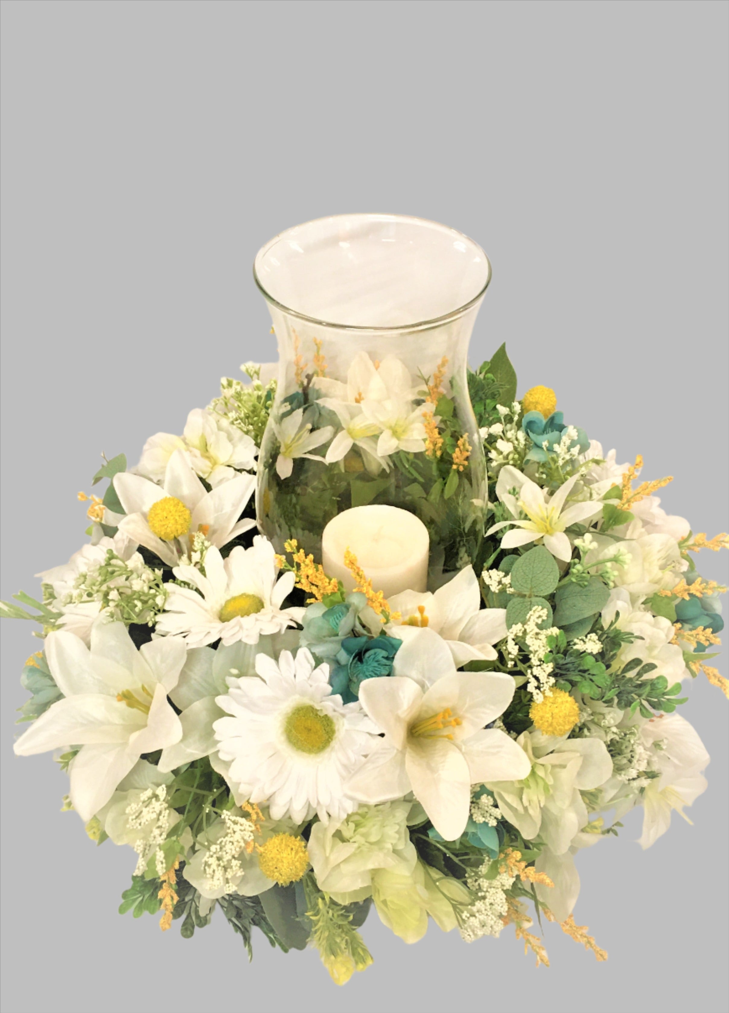 Spring Summer Everyday Flower Centerpiece, 18" Diameter X 9 " depth