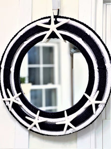 Mirror-Home Décor- White/Navy Blue Nautical Mirror 20" Diameter with 12" Mirror