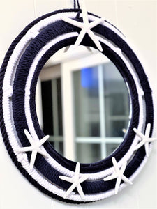 Mirror-Home Décor- White/Navy Blue Nautical Mirror 20" Diameter with 12" Mirror