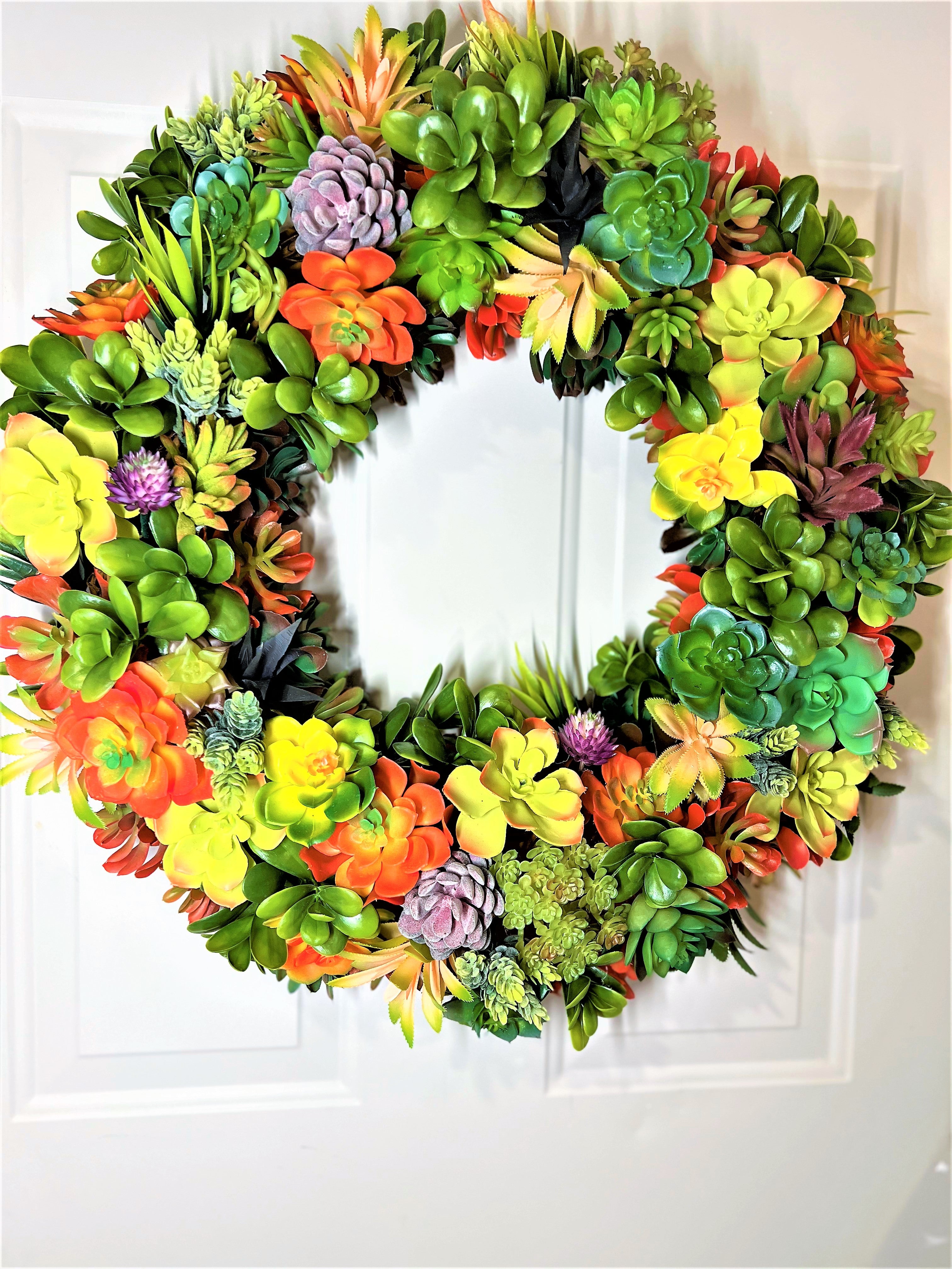 Succulent Wreath- Spring- Summer-Fall Wreath 24"X 6" depth