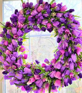 Tulip Wreath- Spring-Summer- front door Wreath 32 Inches Diameter