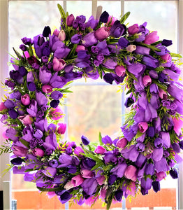 Tulip Wreath- Spring-Summer- front door Wreath 32 Inches Diameter